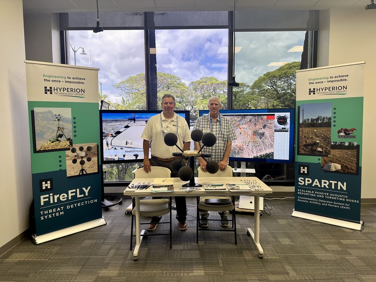 Gerald Godbold and Chip Templeton at the Hyperion Technology Group booth, Defense Innovation OnRamp Hub, Honolulu